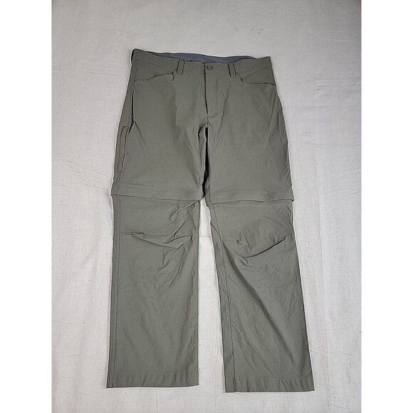 Eddie Bauer Convertable Hiking Pants Mens 38x30 * Green Stretch Lightweight EUC - Picture 1 of 14